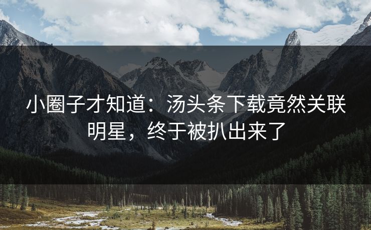 小圈子才知道：汤头条下载竟然关联明星，终于被扒出来了