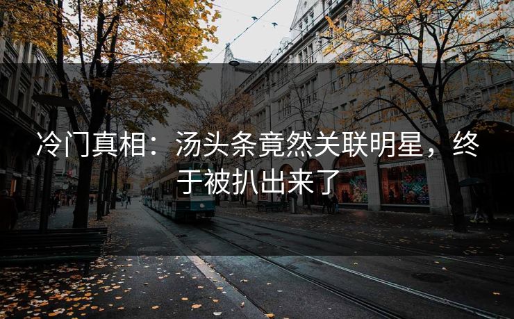 冷门真相：汤头条竟然关联明星，终于被扒出来了