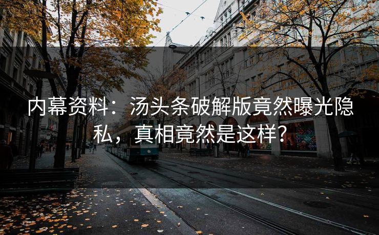 内幕资料：汤头条破解版竟然曝光隐私，真相竟然是这样？