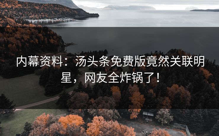 内幕资料：汤头条免费版竟然关联明星，网友全炸锅了！