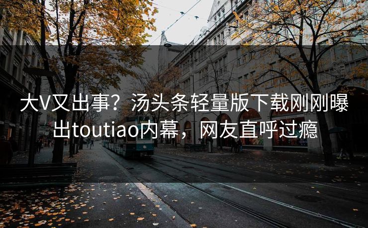 大V又出事？汤头条轻量版下载刚刚曝出toutiao内幕，网友直呼过瘾