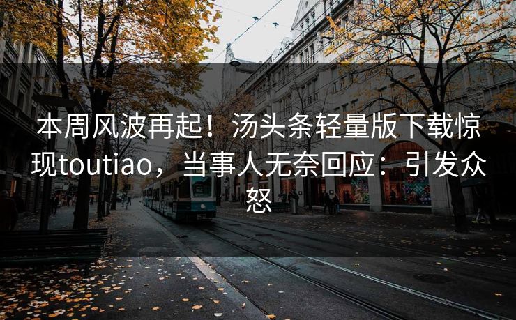 本周风波再起！汤头条轻量版下载惊现toutiao，当事人无奈回应：引发众怒