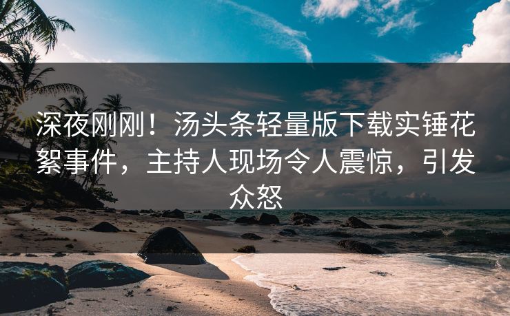 深夜刚刚！汤头条轻量版下载实锤花絮事件，主持人现场令人震惊，引发众怒
