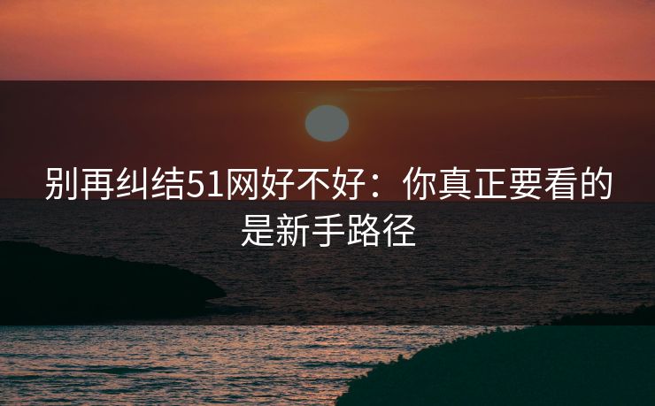 别再纠结51网好不好：你真正要看的是新手路径