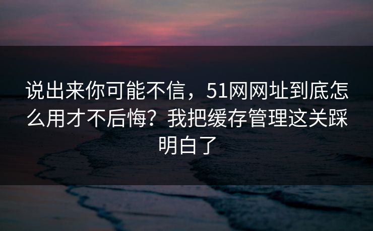 说出来你可能不信，51网网址到底怎么用才不后悔？我把缓存管理这关踩明白了